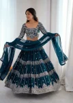 DESIGNER GEORGETTE THREAD EMBROIDERY WITH SEQUENCE WORK LEHENGA CHOLI WITH DUPATTA WEDDING WEAR WHOLESALE PRICE ETHNIC GARMENT (13)
