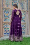 DESIGNER GEORGETTE THREAD WITH SEQUENCE WORK GOWN BOTTOM WITH DUPATTA WEDDING WEAR WHOLESALE PRICE ETHNIC GARMENT (5)