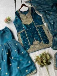 DESIGNER GMY SILK CODING SEQUENCE EMBROIDERY WORK TOP SHARARA WITH DUPATTA FESTIVE WEAR WHOLESALE PRICE ETHNIC GARMENT (13)