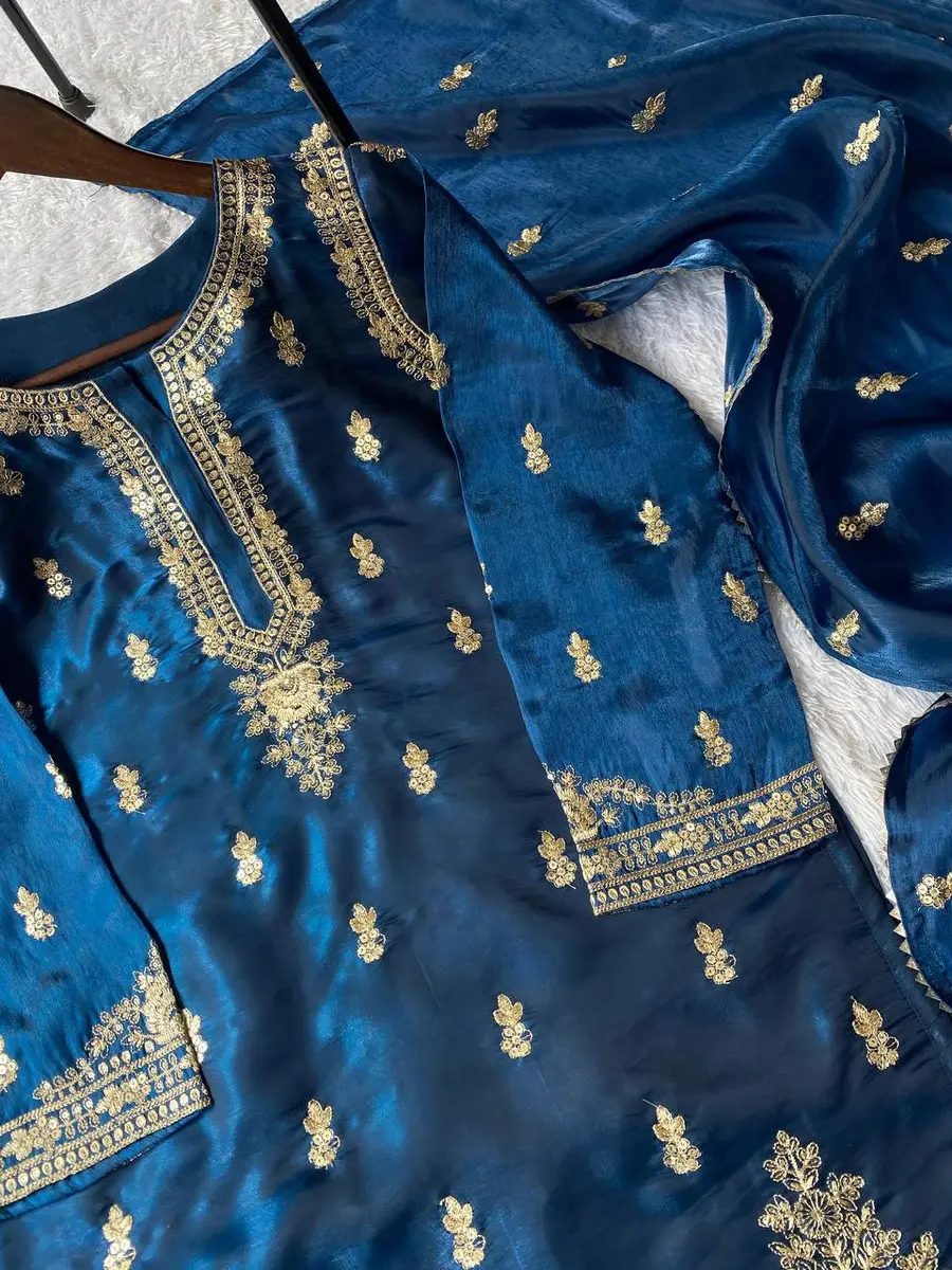 DESIGNER GMY SILK SEQUENCE EMBROIDERY WORK TOP SHARARA WITH DUPATTA FESTIVE WEAR WHOLESALE PRICE ETHNIC GARMENT (1)