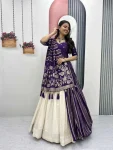 DESIGNER JACQUARD SILK FANCY MOTI WORK LEHENGA CHOLI WITH DUPATTA PURPLE