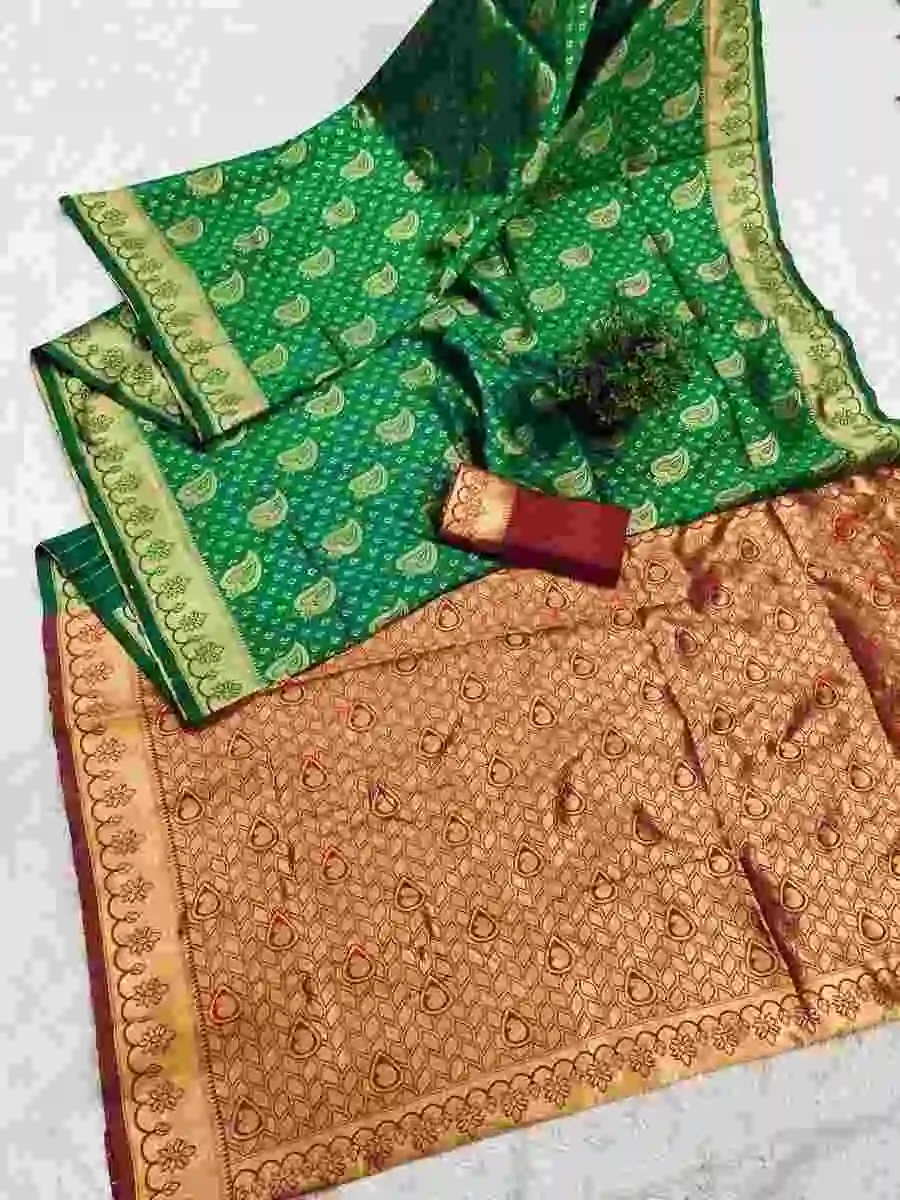 DESIGNER LICHI SILK BANARASI WEAVING WORK SAREE WITH UNSTITCHED BLOUSE FESTIVE WEAR WHOLESALE PRICE ETHNIC GARMENT (6)