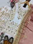 DESIGNER NATURAL SILK EMBROIDERY CHAIN SEQUENCE WORK TOP PALAZZO WITH DUPATTA WEDDING WEAR WHOLESALE PRICE ETHNIC GARMENT (2)