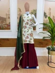 DESIGNER NATURAL SILK EMBROIDERY WORK & BACK DRAWSTRING PATTERN WORK TOP PALAZZO WITH DUPATTA FESTIVE WEAR WHOLESALE PRICE ETHNIC GARMENT (3)