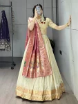 DESIGNER PAITHANI SILK ZARI WEAVING WORK WITH BORDER AND BUTTI WORK LEHENGA CHOLI WITH DUPATTA GAJARI