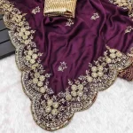 DESIGNER RANGOLI SILK EMBROIDERY CODING, THREAD AND SEQUENCE BORDER WORK SAREE WITH UNSTITCHED BLOUSE WEDDING WEAR WHOLESALE PRICE ETHNIC GARMENT (4)