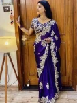 DESIGNER RANGOLI SILK EMBROIDERY WORK SAREE WITH UNSTITCHED BLOUSE PURPLE