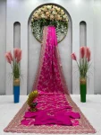 DESIGNER RANGOLI SILK THREAD EMBROIDERY CODING SEQUENCE WORK SAREE WITH UNSTITCHED BLOUSE WEDDING WEAR WHOLESALE PRICE ETHNIC GARMENT (8)