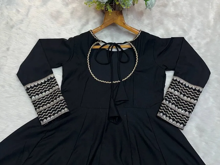 DESIGNER RAYON CODING EMBROIDERY SEQUENCE & THREAD WORK ANARAKALI BOTTOM WITH DUPATTA FESTIVE WEAR WHOLESALE PRICE ETHNIC GARMENT (10)