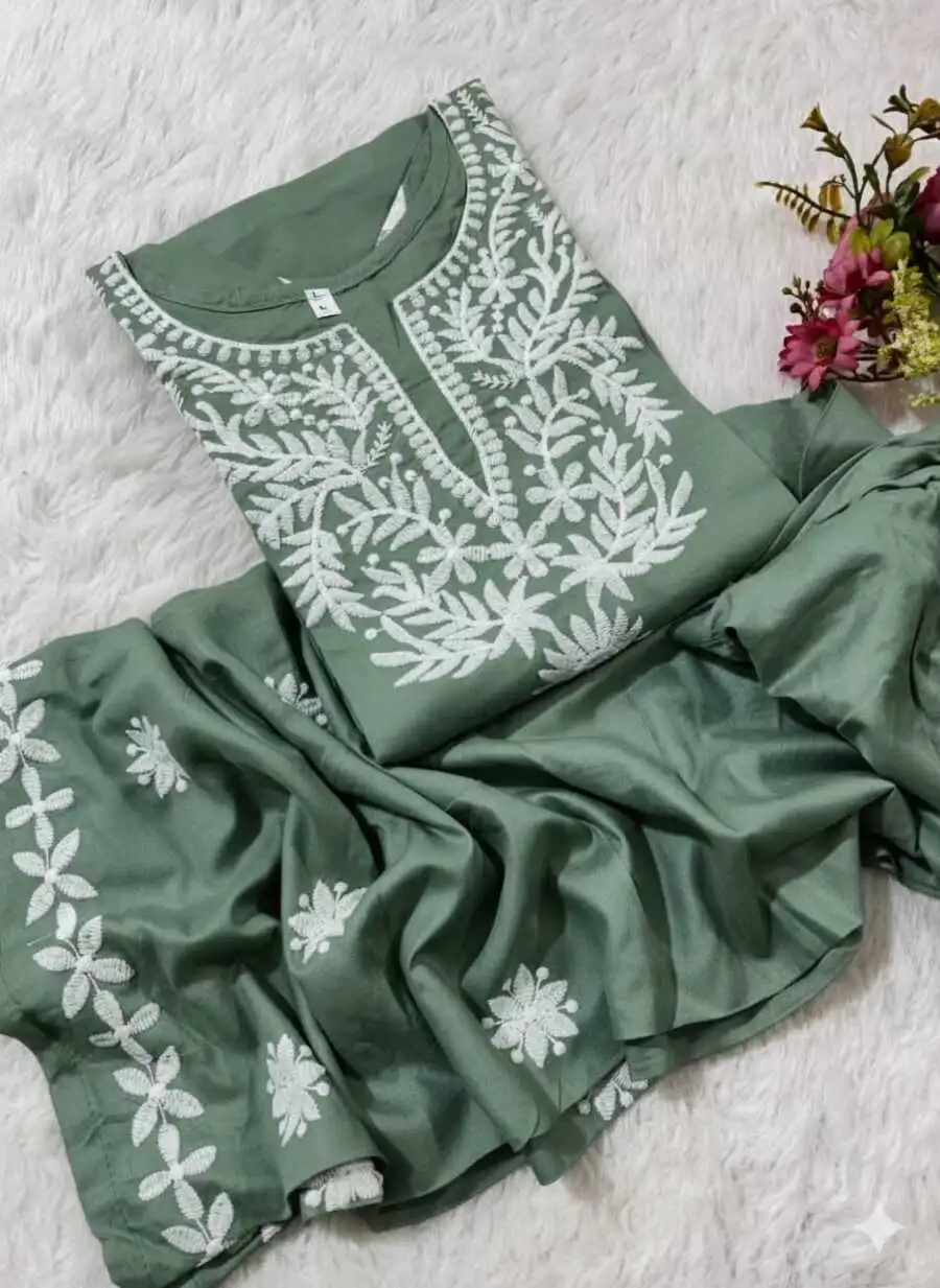 DESIGNER RAYON COTTON EMBROIDERY WORK KURTI PALAZZO SET DAILY WEAR WHOLESALE PRICE ETHNIC GARMENT (17)