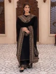 DESIGNER ROMAN SILK EMBROIDERY SEQUENCE WORK TOP PALAZZO WITH DUPATTA BLACK