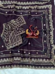 DESIGNER SPACE SILK SEQUENCE AND ZARI EMBROIDERY WORK SAREE WITH UNSTITCHED BLOUSE PURPLE