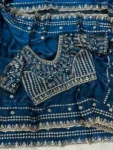 DESIGNER SPACE SILK SEQUENCE AND ZARI EMBROIDERY WORK SAREE WITH UNSTITCHED BLOUSE BLUE