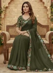 DESIGNER STAR GEORGETTE VAL SEQUENCE EMBROIDERY LACE WORK SAREE WITH UNSTITCHED BLOUSE WEDDING WEAR WHOLESALE PRICE ETHNIC GARMENT (2)