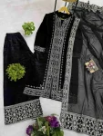 DESIGNER VELVET EMBROIDERY WORK TOP PALAZZO WITH DUPATTA PARTY WEAR WHOLESALE PRICE ETHNIC GARMENT (5)