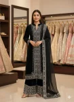 DESIGNER VELVET EMBROIDERY WORK TOP PALAZZO WITH DUPATTA PARTY WEAR WHOLESALE PRICE ETHNIC GARMENT (5)