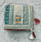 DESIGNER VICHITRA FOIL PRINT EMBROIDERY THREAD & SEQUENCE WORK AND HOT FIX DIMOND WORK SAREE WITH UNSTITCHED BLOUSE TEAL