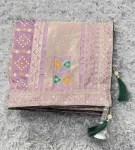 DESIGNER VICHITRA FOIL PRINT EMBROIDERY THREAD & SEQUENCE WORK AND HOT FIX DIMOND WORK SAREE WITH UNSTITCHED BLOUSE LAVENDER