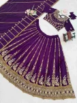 DESIGNER VICHITRA SILK THREAD WITH SEQUENCE WORK LEHENGA CHOLI WITH DUPATTA WEDDING WEAR WHOLESALE PRICE ETHNIC GARMENT (5)