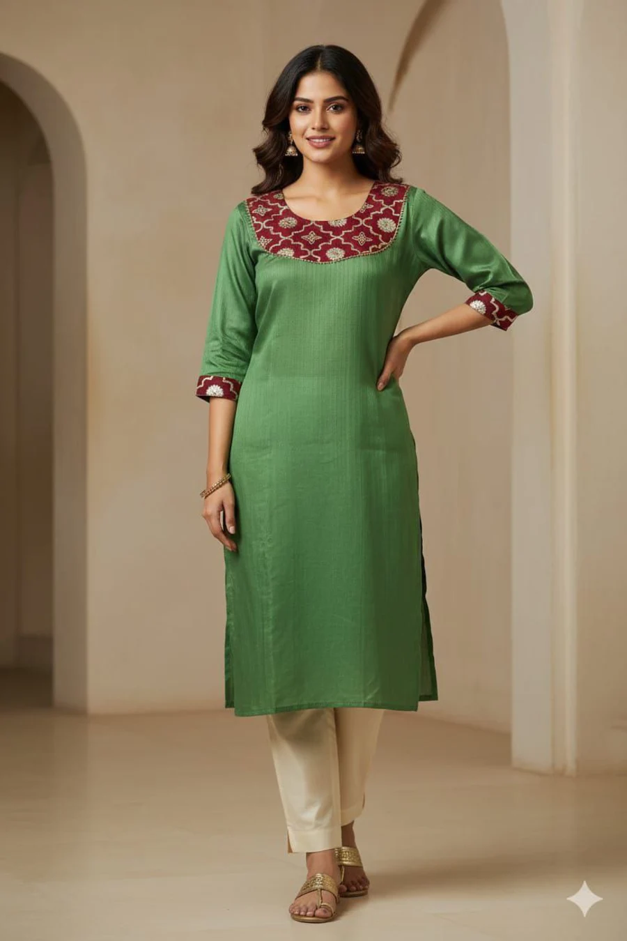 FANCY ART SILK JACQUARD CUT PASTE WORK KURTI DAILY WEAR WHOLESALE PRICE ETHNIC GARMENT (2)