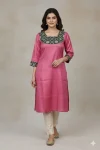 FANCY ART SILK JACQUARD CUT PASTE WORK KURTI DAILY WEAR WHOLESALE PRICE ETHNIC GARMENT (4)