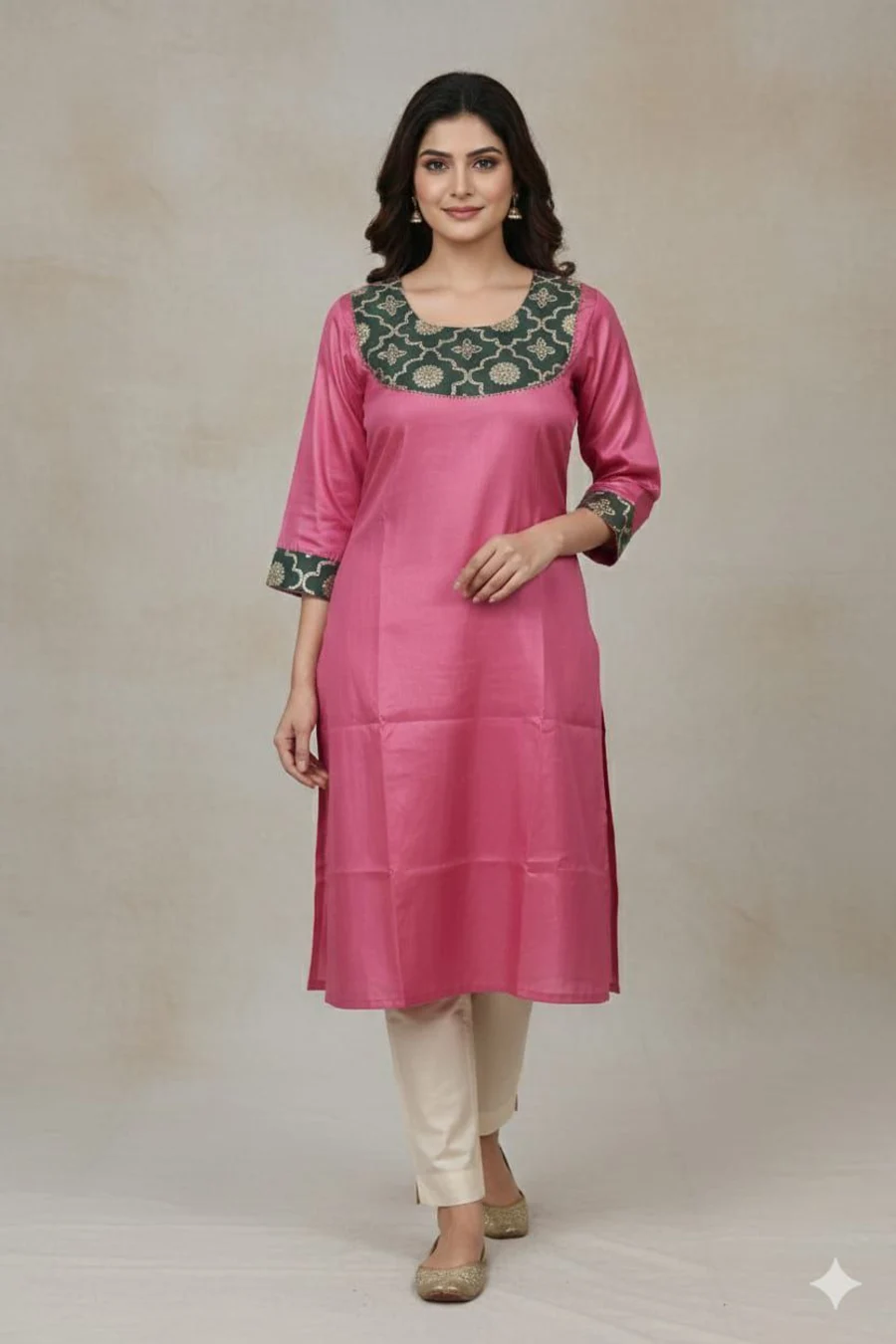 FANCY ART SILK JACQUARD CUT PASTE WORK KURTI DAILY WEAR WHOLESALE PRICE ETHNIC GARMENT (4)