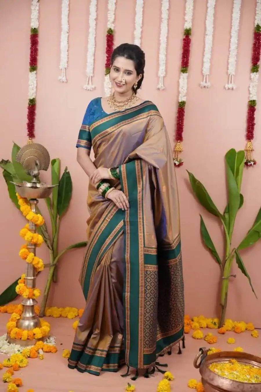 FANCY BANARASI SILK GOLDEN BANARASI ZARI WEAVING WORK SAREE WITH UNSTITCHED BLOUSE FESTIVE WEAR WHOLESALE PRICE ETHNIC GARMENT (1)