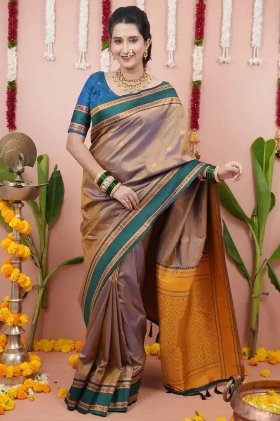 FANCY BANARASI SILK GOLDEN BANARASI ZARI WEAVING WORK SAREE WITH UNSTITCHED BLOUSE FESTIVE WEAR WHOLESALE PRICE ETHNIC GARMENT (5)