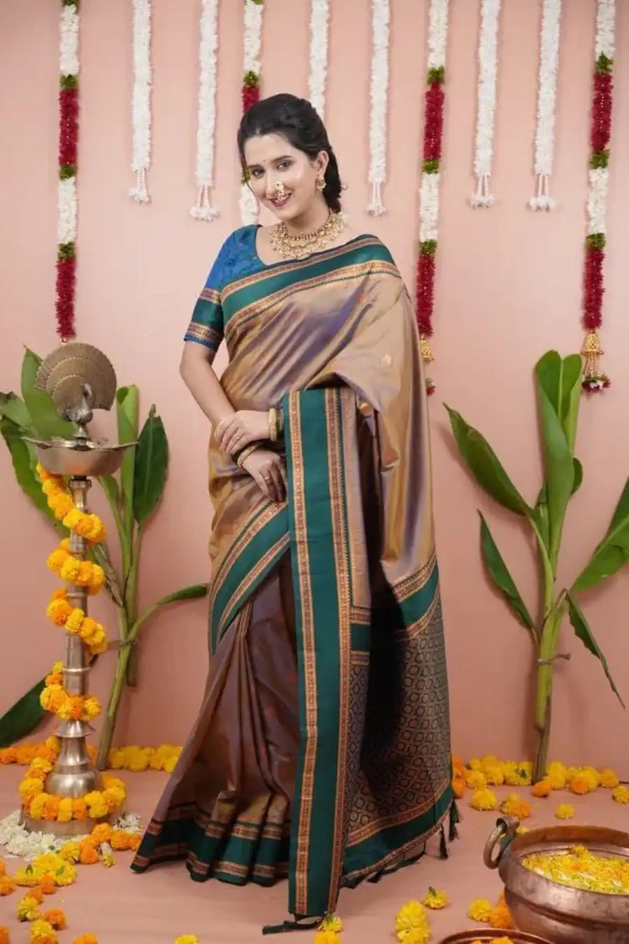 FANCY BANARASI SILK GOLDEN BANARASI ZARI WEAVING WORK SAREE WITH UNSTITCHED BLOUSE FESTIVE WEAR WHOLESALE PRICE ETHNIC GARMENT (6)