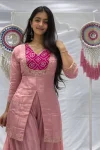 FANCY CHINON MULTI EMBROIDERY WORK TOP PALAZZO SET FESTIVE WEAR WHOLESALE PRICE ETHNIC GARMENT (2)