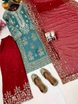 FANCY CHINON SILK SEQUENCE & ZARI EMBROIDERY WORK TOP PALAZZO WITH DUPATTA FESTIVE WEAR WHOLESALE PRICE ETHNIC GARMENT (4)