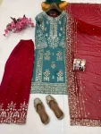 FANCY CHINON SILK SEQUENCE & ZARI EMBROIDERY WORK TOP PALAZZO WITH DUPATTA FESTIVE WEAR WHOLESALE PRICE ETHNIC GARMENT (4)