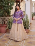 FANCY COSMOS WEAVING JACQUARD TOP LEHENGA SET PURPLE
