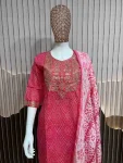FANCY COTTON BANDHANI PRINT WITH EMBROIDERY WORK TOP BOTTOM WITH DUPATTA FESTIVE WEAR WHOLESALE PRICE ETHNIC GARMENT (3)