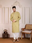 FANCY COTTON EMBROIDERY WORK MEN’S KURTA PAYJAMA FESTIVE WEAR WHOLESALE PRICE ETHNIC GARMENT (8)