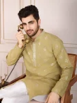 FANCY COTTON EMBROIDERY WORK MEN’S KURTA PAYJAMA FESTIVE WEAR WHOLESALE PRICE ETHNIC GARMENT (8)