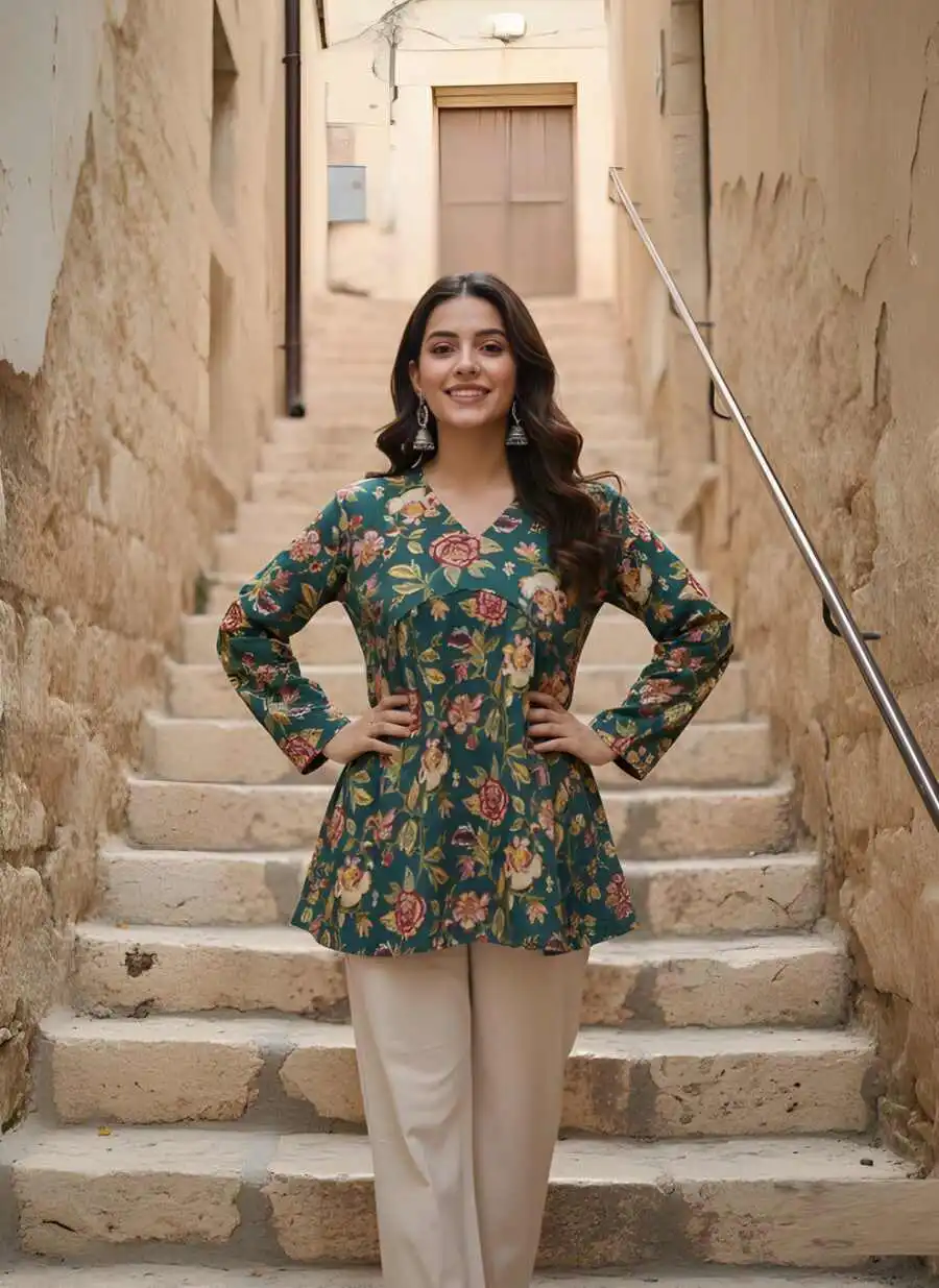 FANCY COTTON PRINT WORK ONLY TOP DAILY WEAR WHOLESALE PRICE ETHNIC GARMENT (2)