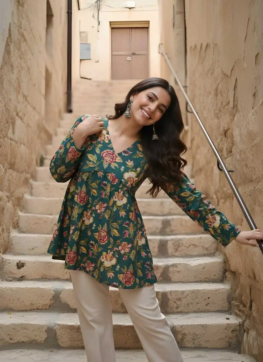 FANCY COTTON PRINT WORK ONLY TOP DAILY WEAR WHOLESALE PRICE ETHNIC GARMENT (3)