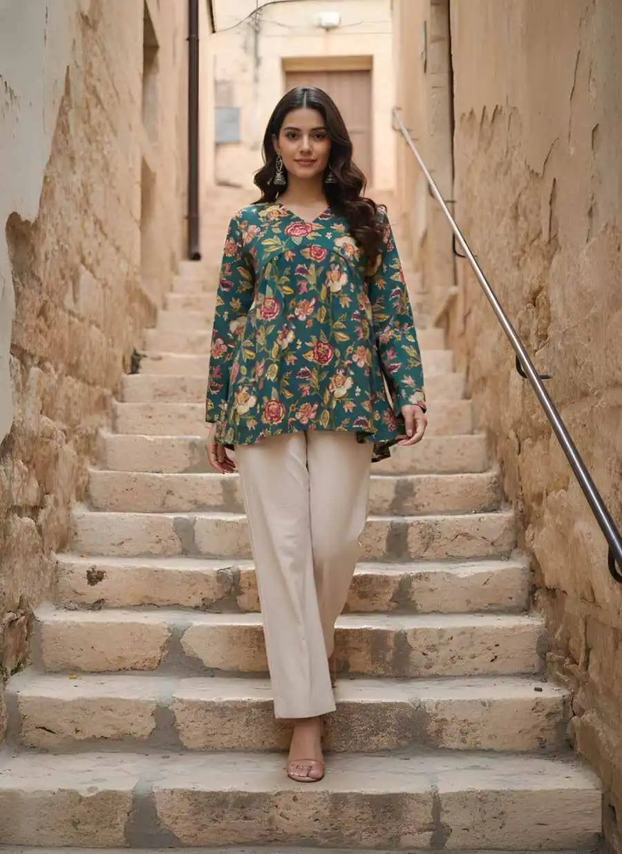 FANCY COTTON PRINT WORK ONLY TOP DAILY WEAR WHOLESALE PRICE ETHNIC GARMENT (7)