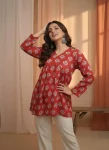 FANCY COTTON PRINT WORK ONLY TOP RED