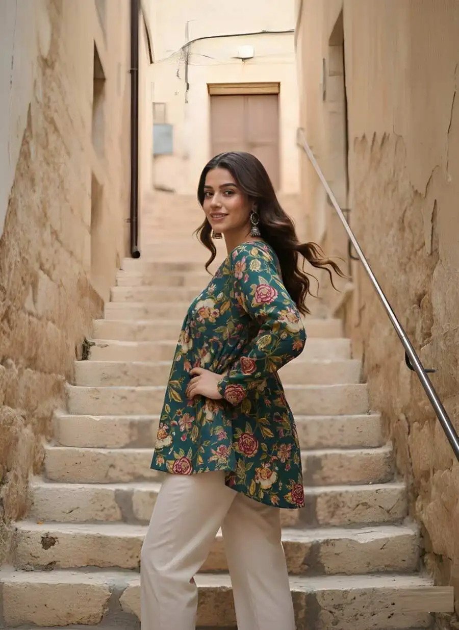 FANCY COTTON PRINT WORK ONLY TOP DAILY WEAR WHOLESALE PRICE ETHNIC GARMENT (8)