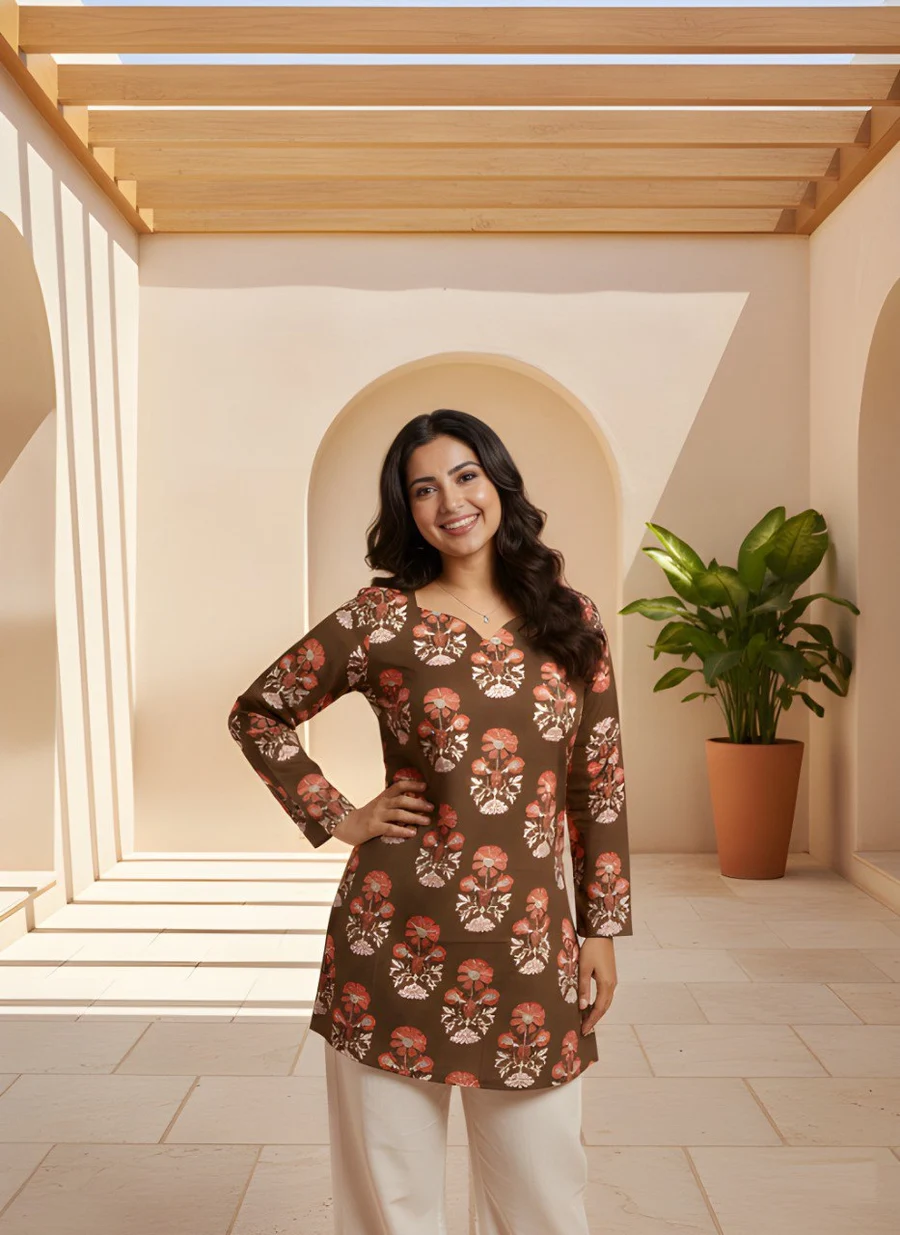 FANCY COTTON PRINTED WORK ONLY SHORT KURTI DAILY WEAR WHOLESALE PRICE ETHNIC GARMENT (4)