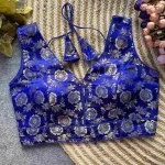 FANCY DOLA SILK PADDED BACK OPEN STYLE STITCHED BLOUSE BLUE