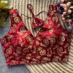 FANCY DOLA SILK PADDED BACK OPEN STYLE STITCHED BLOUSE MAROON