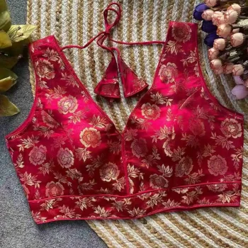 FANCY DOLA SILK PADDED BACK OPEN STYLE STITCHED BLOUSE RANI