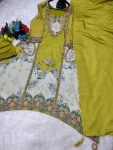 FANCY FRENCH CREPE DIGITAL PRINT WITH HAND WORK TOP BOTTOM WITH DUPATTA FESTIVE WEAR WHOLESALE PRICE ETHNIC GARMENT (3)