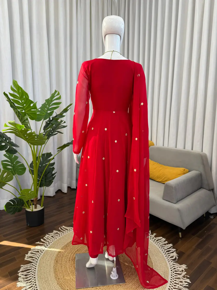 FANCY GEORGETTE THREAD & SEQUENCE WORK GOWN BOTTOM WITH DUPATTA WEDDING WEAR WHOLESALE PRICE ETHNIC GARMENT (5)