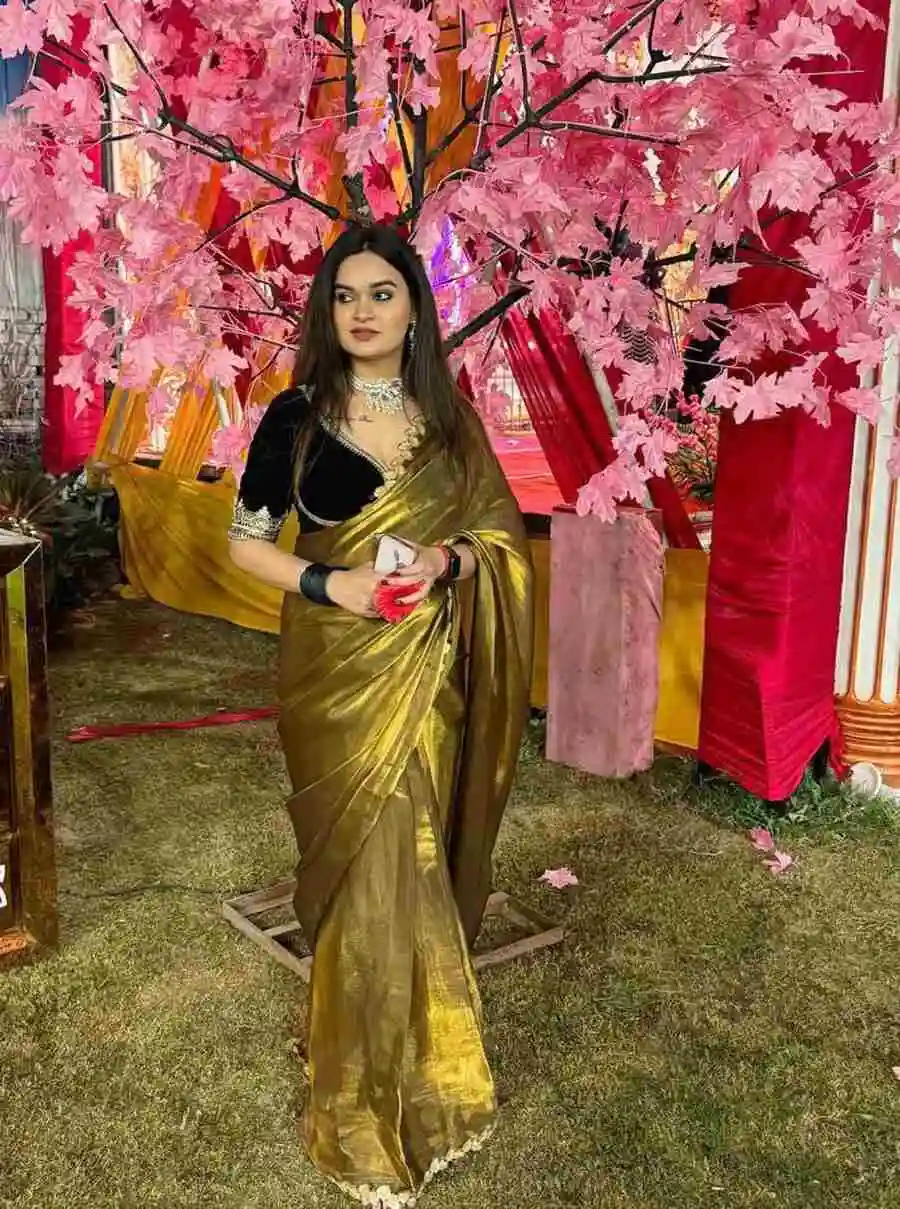 FANCY GMY SILK EMBROIDERY SEQUENCE & CODING WITH CUT WORK LACE BORDER SAREE WITH STITCHED BLOUSE PARTY WEAR WHOLESALE PRICE ETHNIC GARMENT (4)