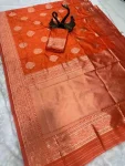 FANCY LICHI SILK BANARASI WEAVING WORK SAREE WITH UNSTITCHED BLOUSE FESTIVE WEAR WHOLESALE PRICE ETHNIC GARMENT (5)