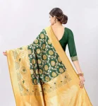 FANCY LICHI SILK RICH PALLU AND JACQUARD BORDER COPPER WORK SAREE WITH UNSTITCHED BLOUSE FESTIVE WEAR WHOLESALE PRICE ETHNIC GARMENT (1)